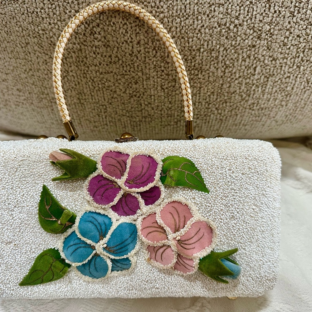 Vintage Midcentury MIDAS OF MIAMI  Purse whimsical  Beaded Embroidered 1950's